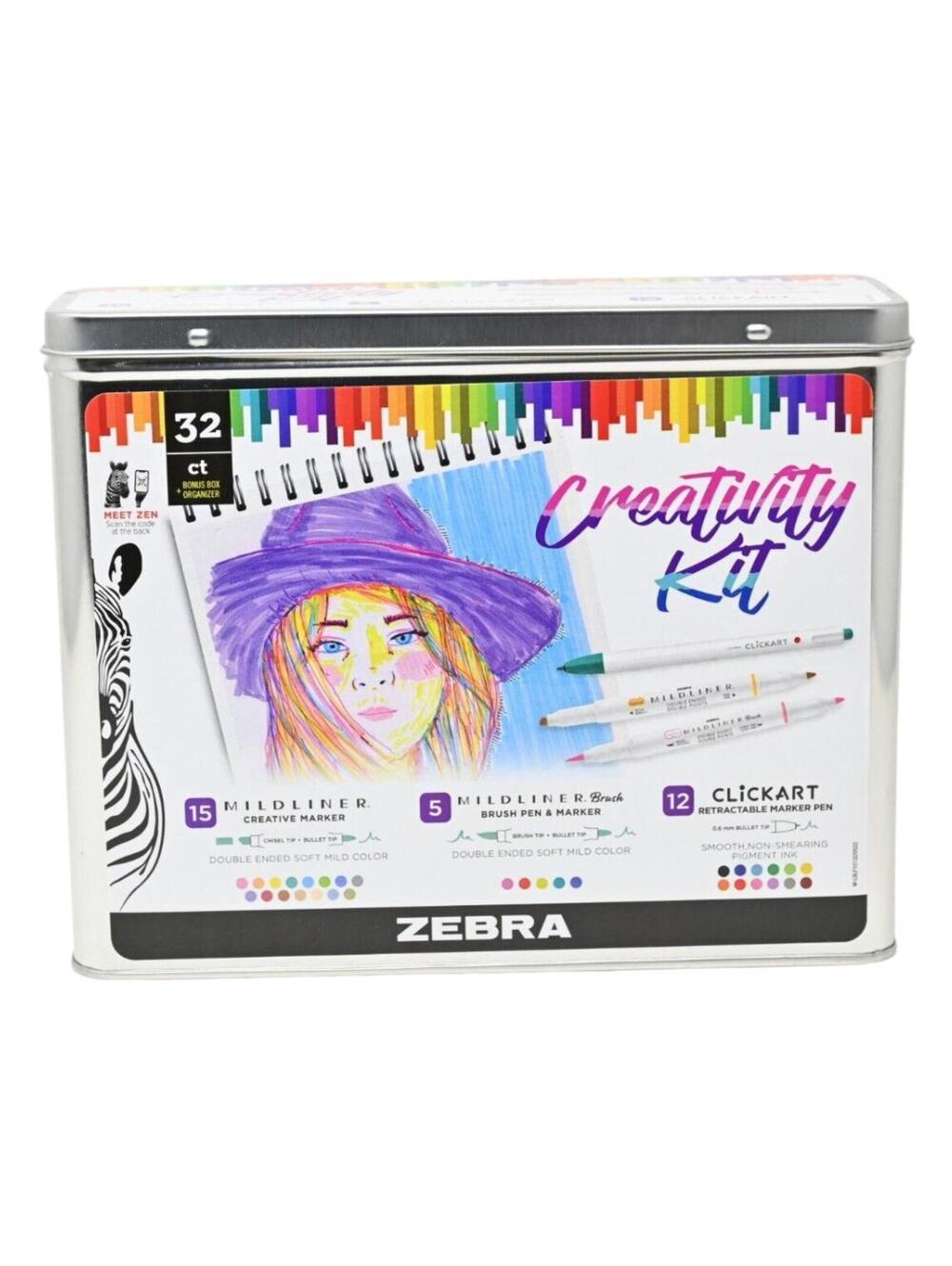 Zebra 32ct Creativity Kit - Colorful Brush Pens Markers & Click Art